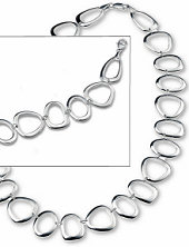 seN2708_B3176 (Sterling Silver Irregular Hoop Necklace and Bracelet Set)