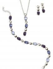 seN2715L_B3199L (Sterling Silver & Blue Crystal Pendant and Bracelet Set)