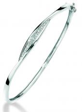 geGB349 (White Gold & Diamond Bangle)