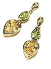 Gold, Citrine and Peridot Earrings