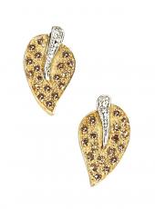 geGE608 (Diamond and Brown Diamond Leaf Earrings)