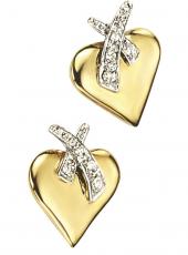 Gold and Diamond Heart Earrings