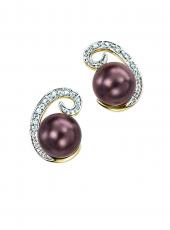 geGE629Y (Brown Pearl and Diamond Earrings)