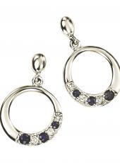 Diamond and Saphire White Gold Earrings