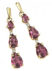 Gold, Diamond and Rhodolite Garnet Earrings