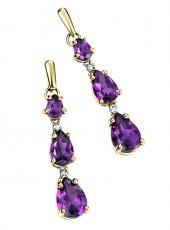 geGE652R (Gold, Diamond and Rhodolite Garnet Earrings)
