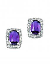geGE655R (White Gold, Diamond and Rhodolite Garnet Earrings)