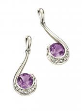 geGE666M (White Gold, Amethyst and Diamond Earrings)