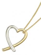 Gold & White Gold Heart Pendant Necklace
