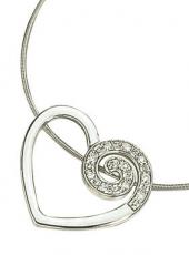 White Gold and DIamond Heart Pendant Necklace