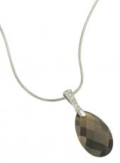 White Gold, Diamond and Smoky Quartz Pendant Necklace