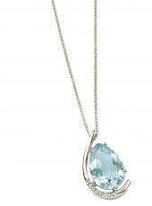 Diamond and Topaz White Gold Pendant
