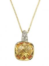 Gold, Diamond and Citrine Pendant and Chain