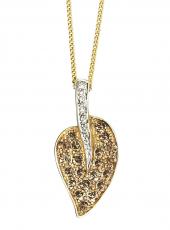 geGP589 (Diamond and Brown Diamond Leaf Pendant)