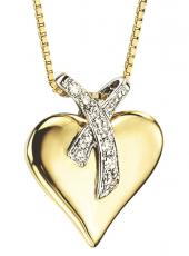 Gold and Diamond Heart Pendant Necklace
