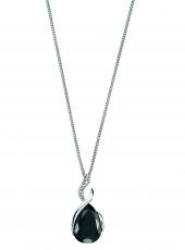 geGP615B (Black Agate & Diamond Pendant Necklace)
