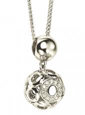 White Gold and Diamond Ball Pendant Necklace