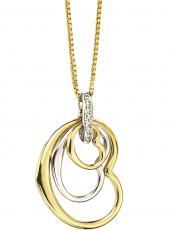 geGP618_GN051 (Gold and White Gold Hearts Pendant with Diamonds)