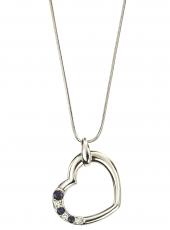 Diamond and Sapphire White Gold Heart Pendant