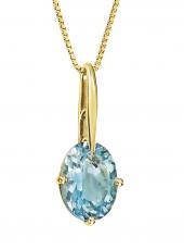 Gold & Blue Topaz Pendant Necklace