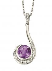 geGP645M_GN148 (White Gold, Diamond and Amethyst Pendant)