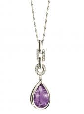 geGP646M (White Gold Diamond and Amethyst Pendant)