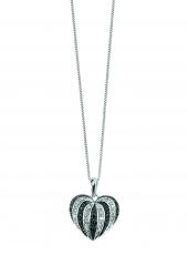 geGP692 (Black & White Diamond Heart Pendant)