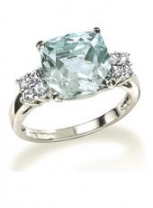 White Gold, Blue Topaz and Sapphire Ring