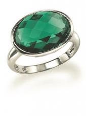 White Gold and Green Quartz Oval Ring