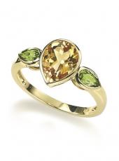 Gold, Citrine and Peridot Ring