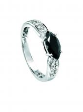 geGR303B (White Gold, Black Agate and Diamond Ring )