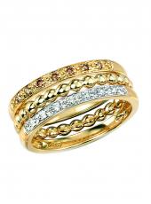 geGR306 (Diamond and Brown Diamond Gold Stacking Rings)
