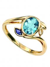 geGR321 (Gold, Blue Topaz and Iolite Ring)