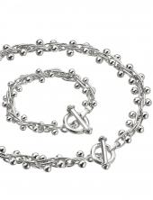 seN377_B594 (Chunky Sterling Silver Spheres Necklace and Bracelet Set)