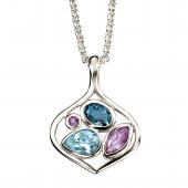 Sterling Silver Topaz and Amethyst Pendant Necklace