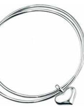 gbB2213 (Sterling Silver Heart Double Bangle )