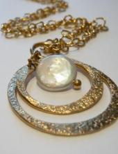 mbN199_2GP (White Coin Pearl on Gold-Plated Necklace)