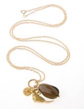 mbNPBirdSmokeyQB (Long Paradise Bird and Smokey Quartz Pendant)