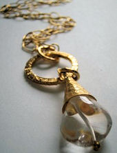 mbN136GP (Long Gold Plated Necklace with Semi-Precious Stone)