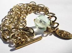 mbB220B_Clear (Brass Chain Bracelet with Clear Recycled Glass Ball)